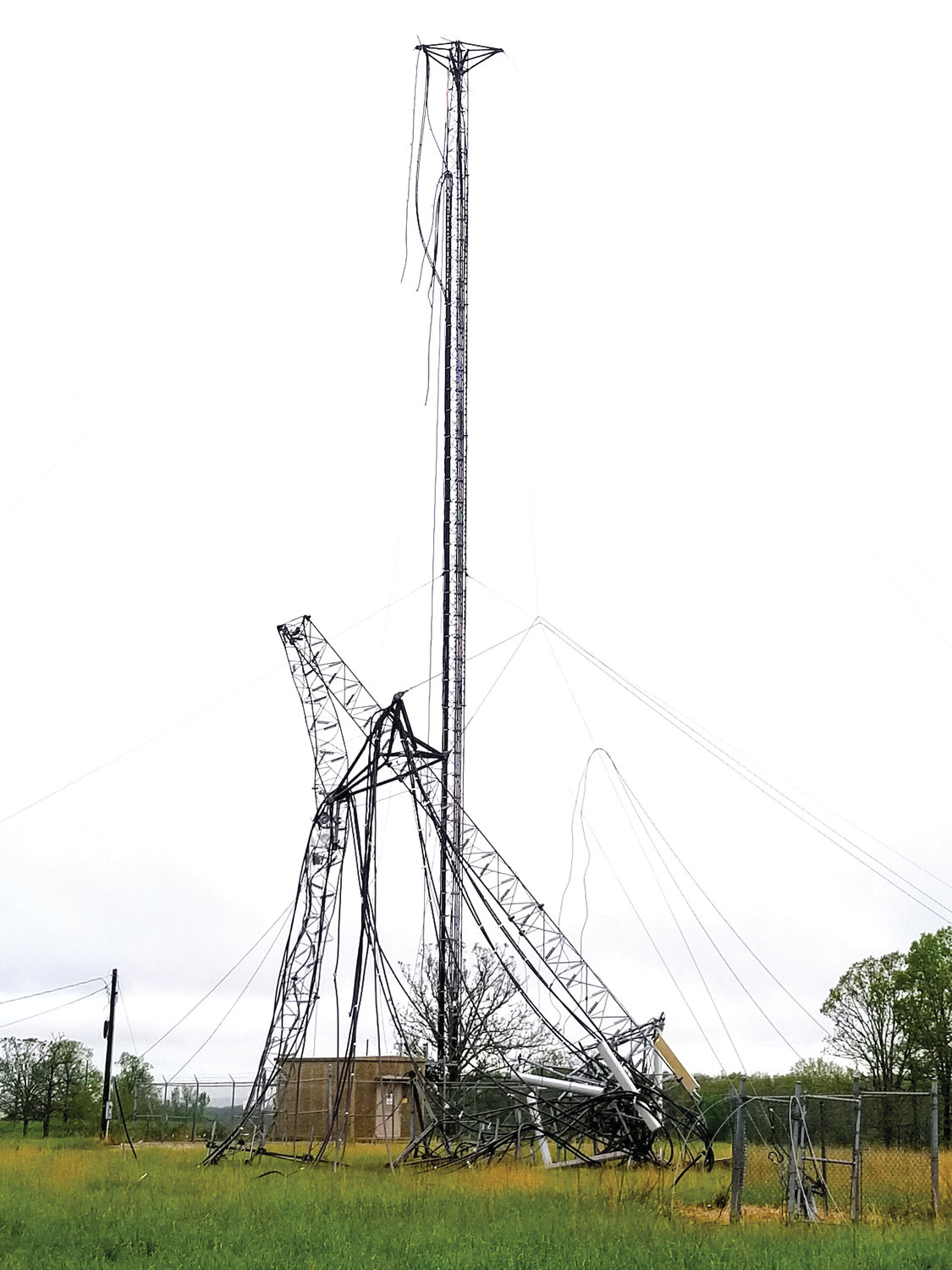 The several damaged cell phone tower for U.S. Cellular suffered significant damage due to last Monday’s storm. It has since been torn down. A new one will be constructed over the next couple of months.